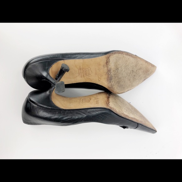 Jimmy Choo Black Smooth Leather Pointy Toe Pumps - Picture 6 of 8